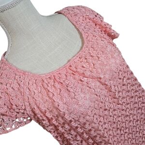 Brittany Black Pink Lace Overlay Top Tunic - Size L